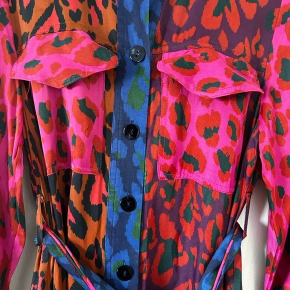 FARM Rio Pink & Orange Leopard-Print Long-Sleeve Shirt Dress - Picture 5 of 5